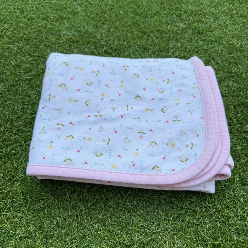 Vintage Gymboree Pretty in Pink Baby Blanket White pink Purple Flowers 2001